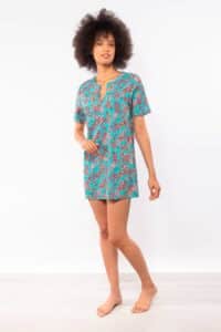 intimo-ortopedia-abbiati-Caftano-corto-in-fantasia-maioliche-blu-Verdissima-CY70-0