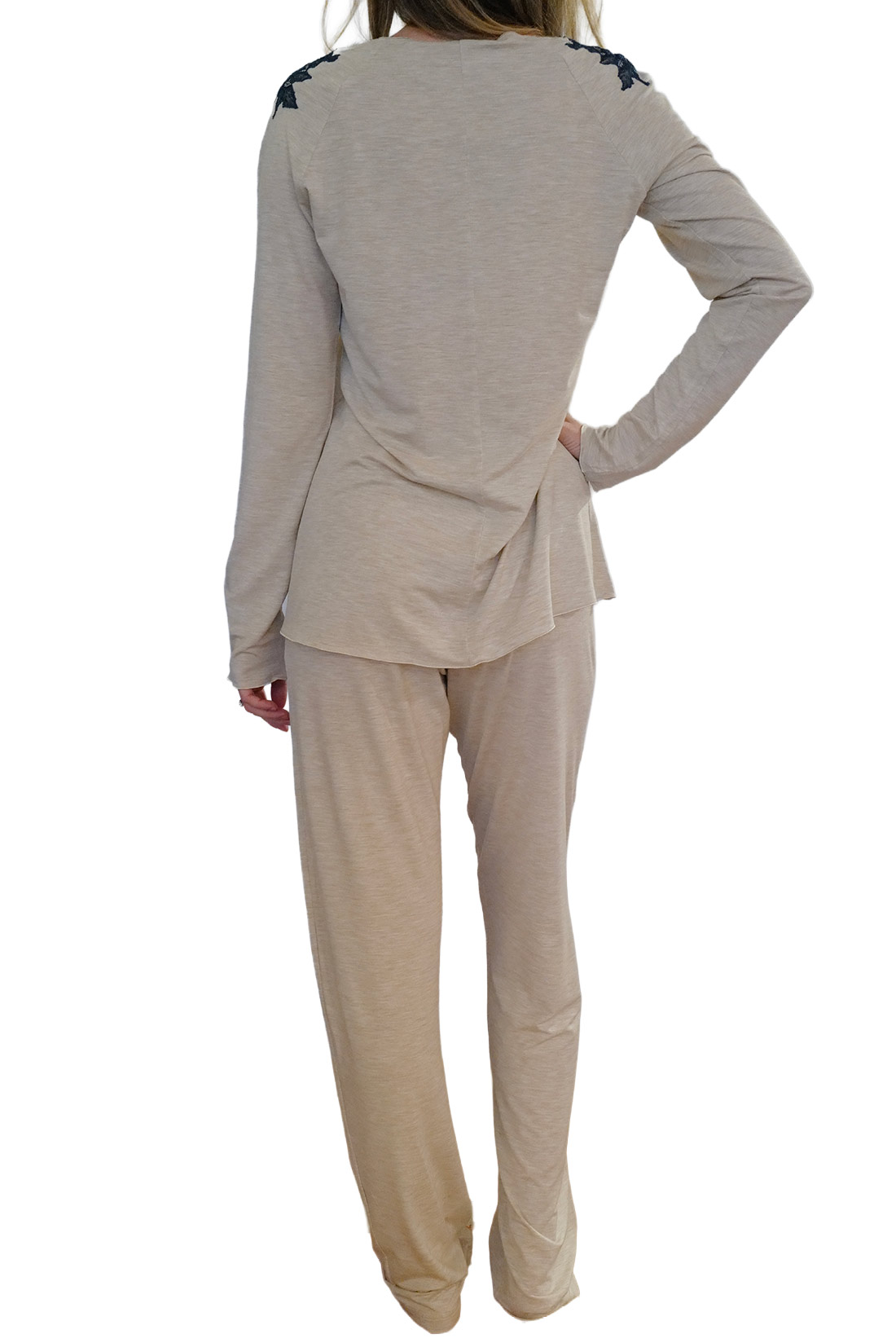 intimo-ortopedia-abbiati-Pigiama-Donna-Beige-con-Pizzo-Blu-Paladini-3
