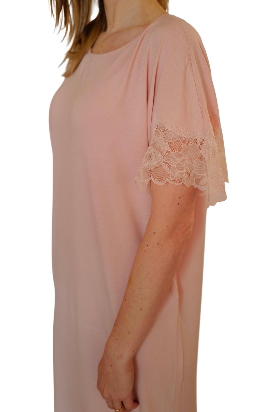 intimo-ortopedia-abbiati-Camicia-da-notte-Corta-Estiva-Modal-Rosa-Pizzo-Paladini-1