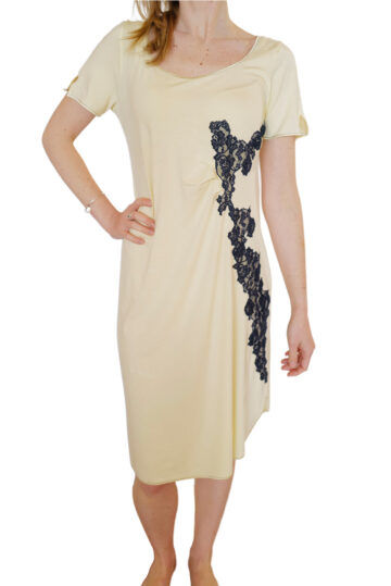 intimo-ortopedia-abbiati-Camicia-da-notte-Corta-Girocollo-Gialla-Pizzo-Paladini-0