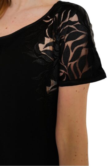 intimo-ortopedia-abbiati-Camicia-da-notte-Corta-Modal-Pizzo--Nero-1