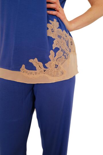 intimo-ortopedia-abbiati-Pigiama-Estivo-Donna-Modal-Blu-Pizzo-Nude-Paladini-2